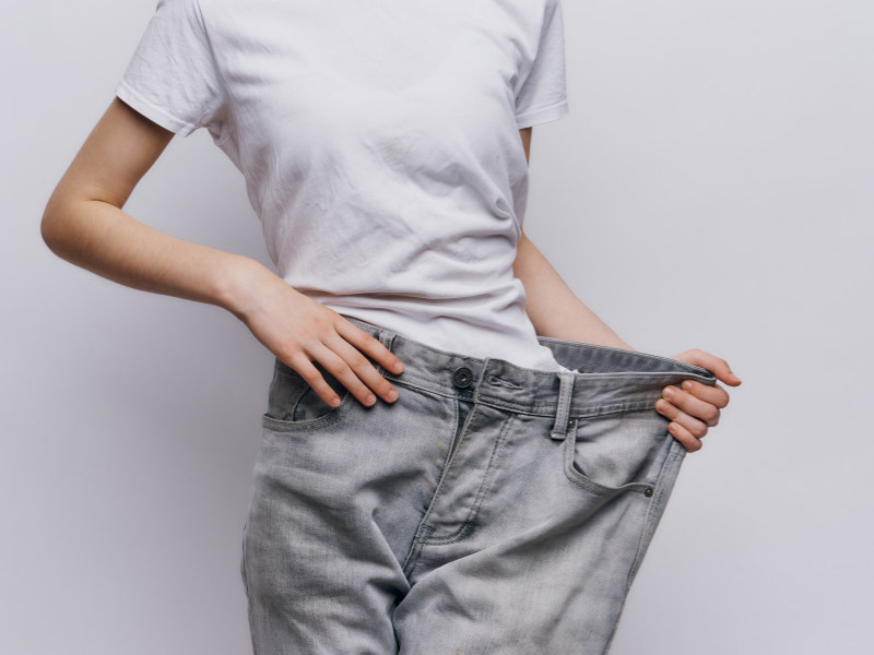 Person losing weight successfully.